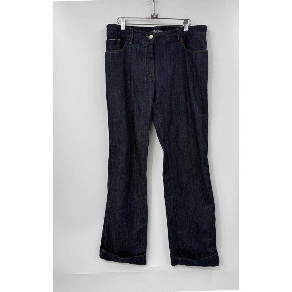 Dolce & Gabbana Womens IT 46 US 10 Dark Wash Straight Leg Cuffed Jeans